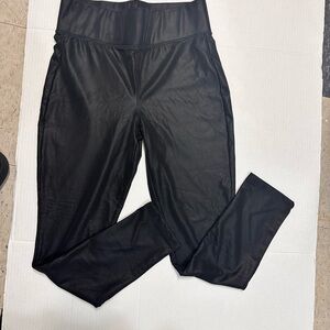 Black Faux Leather Leggings active